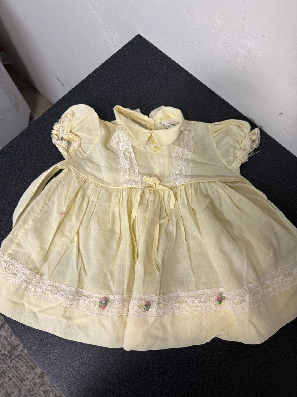 Sears Yellow Lace Trim Baby Dress